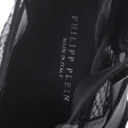 Pre Owned Philipp Plein Black Leather Skull Detail Ankle Boots Size 37