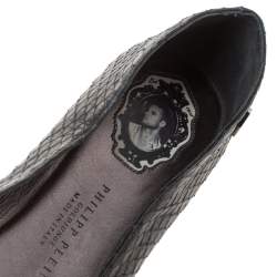 Philipp Plein Black Python Spike Ballet Flats Size 38.5