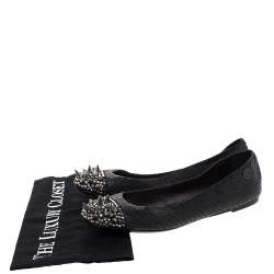 Philipp Plein Black Python Spike Ballet Flats Size 38.5