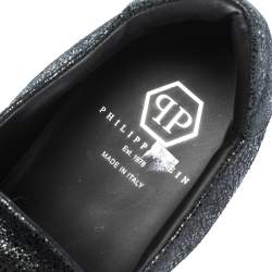 Pre Owned Philipp Plein Black Leather Slip On Sneakers Size 40