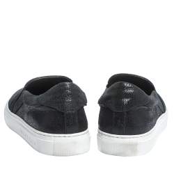 Pre Owned Philipp Plein Black Leather Slip On Sneakers Size 40