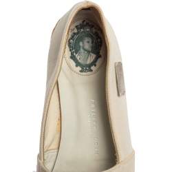 Pre Owned Philipp Plein White Canvas Crystal Embellished Skull Espadrilles Size 38 