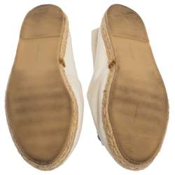 Pre Owned Philipp Plein White Canvas Crystal Embellished Skull Espadrilles Size 38 