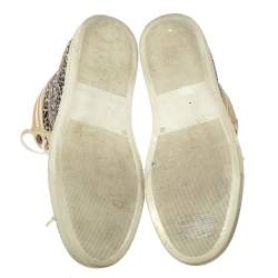Pre Owned Philipp Plein Animal Print Suede And Python Trim Jungle Glitter High Top Sneakers Size 40.5