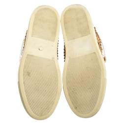 Pre Owned Philipp Plein White Leather Studded High Top Sneakers Size 39.5