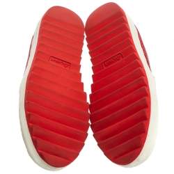 Pre Owned Philipp Plein Red Satin And Leather Trims Crystal Embellished Slip On Sneakers Size 39