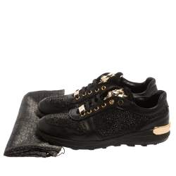 Pre Owned Philipp Plein Black Suede And Leather Embellished Low Top Sneakers Size 40