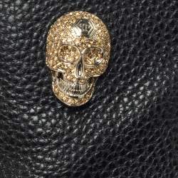 Pre Owned Philipp Plein Black Leather Skull Embellished/Studded Ankle Boots Size 39