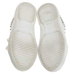 Pre Owned Phillip Plein White/Pink Leather Studded So Cute Sneakers Size 37