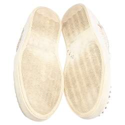 Philipp Plein Cream Python Embossed Leather Spike Slip On Sneakers Size 42.5