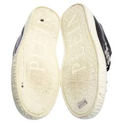 Pre Owned Phillip Plein Black Leather Skull Embellished Low Top Sneakers Size 40