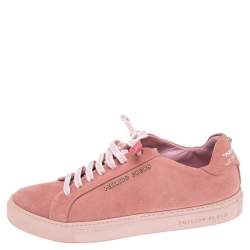 Pre Owned Philipp Plein Pink Suede Low Top Sneakers Size 38