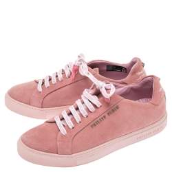 Pre Owned Philipp Plein Pink Suede Low Top Sneakers Size 38