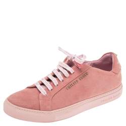 Pre Owned Philipp Plein Pink Suede Low Top Sneakers Size 38