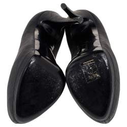 Pre Owned Philip Plein Black Leather Platform Pumps Size 36