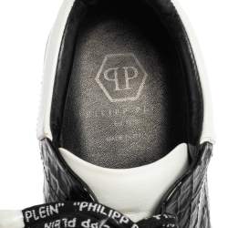 Pre Owned Phillip Plein Black/White Python Embossed Leather Sneakers Size 39
