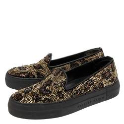 Pre Owned Philipp Plein Black Studded Suede Slip-On Sneakers Size 37