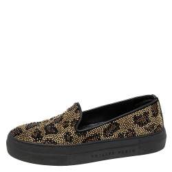 Pre Owned Philipp Plein Black Studded Suede Slip-On Sneakers Size 37