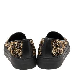 Pre Owned Philipp Plein Black Studded Suede Slip-On Sneakers Size 37