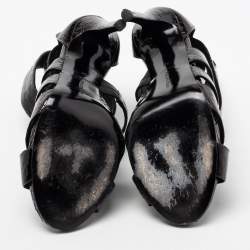 Philipp Plein Black Python Embossed Leather Strappy Sandals Size 38