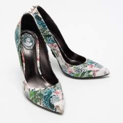 Pre Owned Philipp Plein Multicolour Printed Leather Spike Pumps Size 37.5