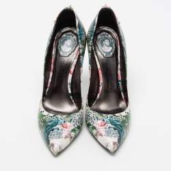 Pre Owned Philipp Plein Multicolour Printed Leather Spike Pumps Size 37.5