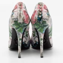 Pre Owned Philipp Plein Multicolour Printed Leather Spike Pumps Size 37.5