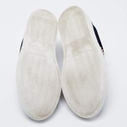 Pre Owned Philipp Plein Navy Blue Velvet And Leather Studded Low Top  Sneakers Size 38