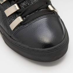 Pre Owned Philipp Plein Black Leather Logo Hight Top Sneakers Size 38