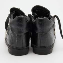 Pre Owned Philipp Plein Black Leather Logo Hight Top Sneakers Size 38