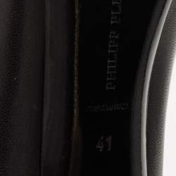Philipp Plein Black Leather Skull Heel Pumps Size 41