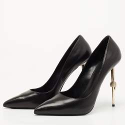 Philipp Plein Black Leather Skull Heel Pumps Size 41