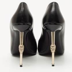 Philipp Plein Black Leather Skull Heel Pumps Size 41