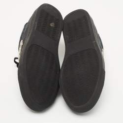 Pre Owned Philipp Plein Black Textured Suede Embellished Logo Low Top Sneakers Size 37