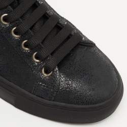 Pre Owned Philipp Plein Black Textured Suede Embellished Logo Low Top Sneakers Size 37