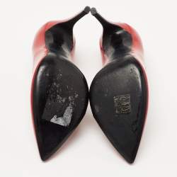 Pre Owned Philipp Plein Red Patent Leather Pointed Toe Pumps Size 37.5