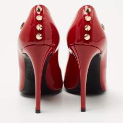 Pre Owned Philipp Plein Red Patent Leather Pointed Toe Pumps Size 37.5