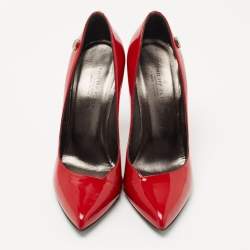 Pre Owned Philipp Plein Red Patent Leather Pointed Toe Pumps Size 37.5