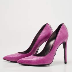 Pre Owned Philipp Plein Purple Python Studded Pointed Toe Pumps Size 40