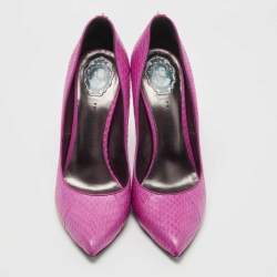 Pre Owned Philipp Plein Purple Python Studded Pointed Toe Pumps Size 40