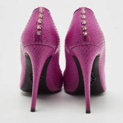 Pre Owned Philipp Plein Purple Python Studded Pointed Toe Pumps Size 40