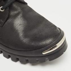 Pre Owned Philipp Plein Black Leather Studded Lace Up Ankle Boots Size 42