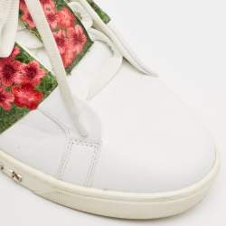 Philipp Plein White Leather Floral Embroidered 'I Wonder' Sneakers Size 39