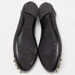 Pre Owned Philipp Plein Black Watersnake Leather Spike Ballet Flats Size 37