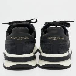 Philippe Model Black Leather and Nylon Lace Up Sneakers Size 36