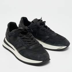 Philippe Model Black Leather and Nylon Lace Up Sneakers Size 36