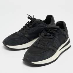 Philippe Model Black Leather and Nylon Lace Up Sneakers Size 36