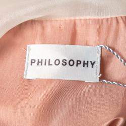 Philosophy Coral Pink Crepe Sheer Yoke Detail Tiered Sleeveless Dress M