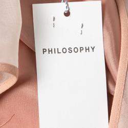 Philosophy Coral Pink Crepe Sheer Yoke Detail Tiered Sleeveless Dress M