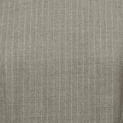 Pre Owned Philosophy di Alberta Ferretti Grey Pinstriped Wool Embellished Collar Midi Dress L